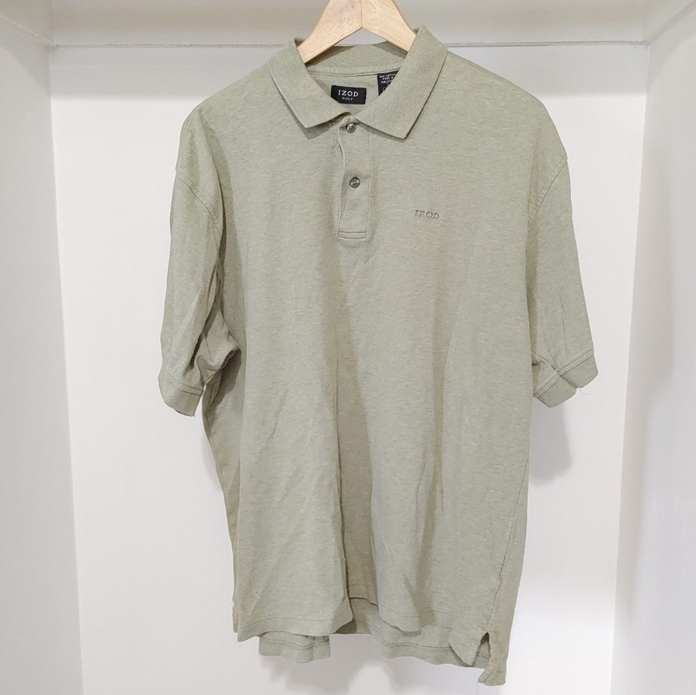 Izod | Golf plain olive green mens polo 100% cotton